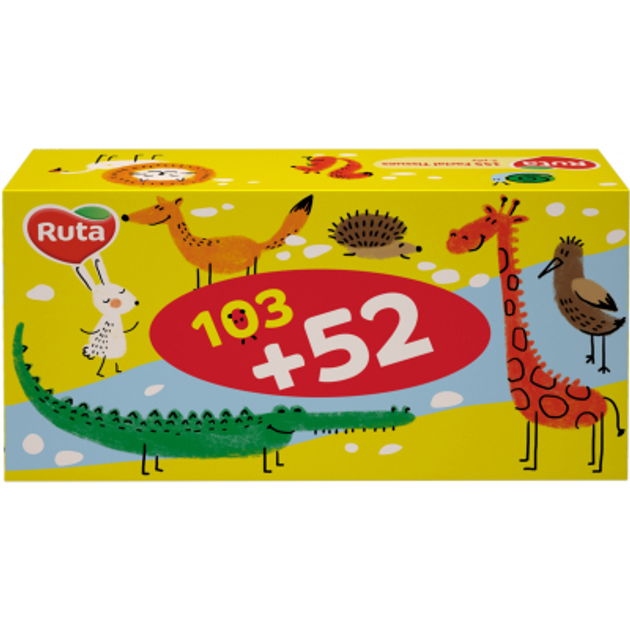 Серветки косметичні Ruta Kids 2 шари 155 аркушів, фото 1