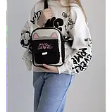 Сумка підліткова Кішка аніме крос-боді через плече чорний колір, фото 2