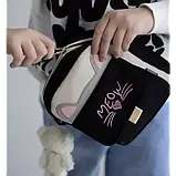 Сумка підліткова Кішка аніме крос-боді через плече чорний колір, фото 3