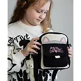 Сумка підліткова Кішка аніме крос-боді через плече чорний колір, фото 4