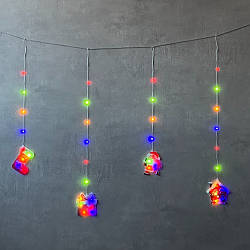 Гірлянда-штора "Щасливого Різдва" 110 LED, різнобарвна, від електромережі