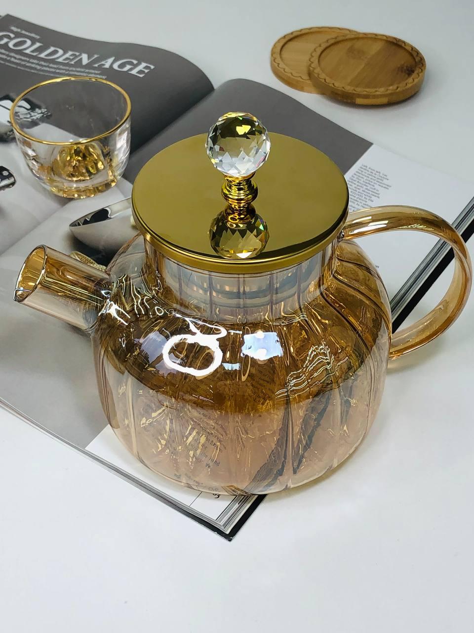 Чайник заварювальний Страйп золоте скло 1 л