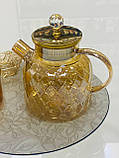 Чайник заварювальний Бурштиновий Ромбус золоте скло 1л / 1.5л, фото 3