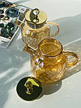 Чайник заварювальний Бурштиновий Ромбус золоте скло 1л / 1.5л, фото 4