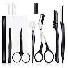 Набір для догляду за бровами та віями (9 предметів) у косметичці