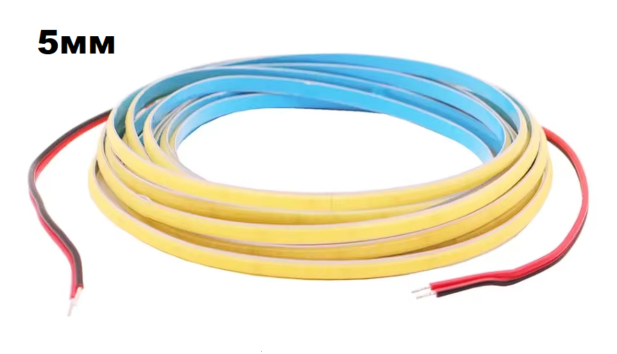 Світлодіодна стрічка LEDTech COB/FCOB 12v суцільного світіння. Білий 6000К преміум. 5 мм ширина