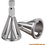 Насадка для дриля зняття фаски задирок ремонт болтів та різьблення з металу пластику сталі міді алюмінію тригранний хвостовик 5-21, фото 6