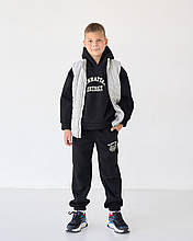 2207-1чор Теплий черпний костюм для хлопчика, худі та джогери Тм Bosskids розмір 128 см