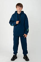 2435-107син Теплий синій костюм для хлопчиків підлітків Тм Авекс розмір 158см