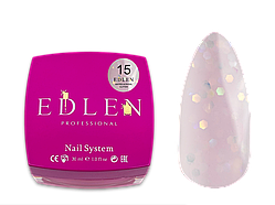 Edlen Рідкий гель для нігтів №15 Water Acrygel Glitter, 30мл (рожевий з гліттером)