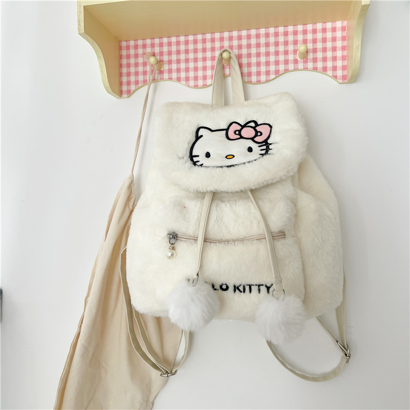Пухнастий рожевий Рюкзак hello kitty - хелоу кіті сумка чорний жіночий, hello kitty аніме для дівчинки
