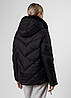 Жіночий зимовий пуховик з теплим хутром зручна куртка коротка чорна, фото 3
