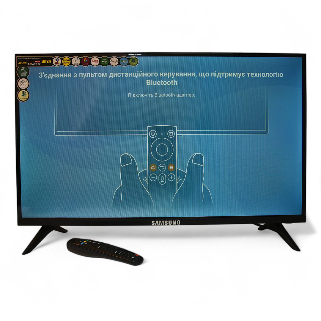 Smart телевізор 4К з діагоналлю 34 дюйми на Android 13 WiFi 1Gb Ram 8Gb Rom T2 Безрамковий, фото 1
