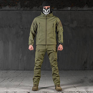 🔥Костюм демісезонний soft shell "Куртка та Штани" (Олива) (непромокальний, тактичний, військовий, ЗСУ, НГУ)
