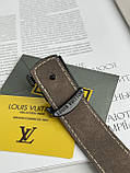 Вузький ремінь Луї Віттон Louis Vuitton чорний у клітинку матовий, фото 3