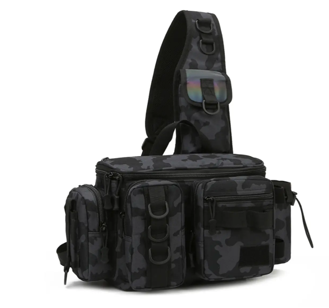 Сумка рибальська Caiman на плече для спінінгіста для ходової риболовлі комуфляж