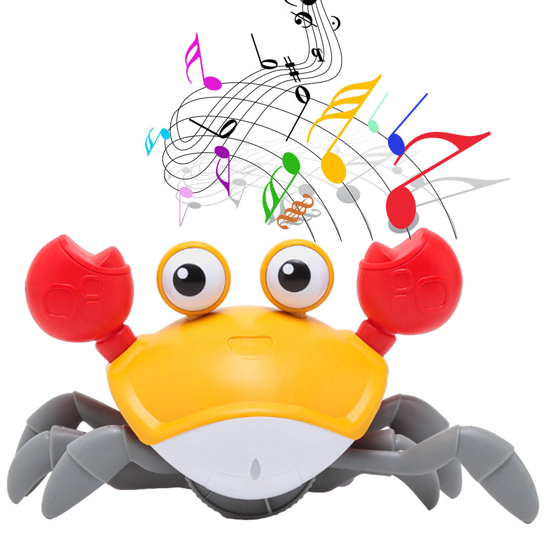 Краб зі звуковими та світловими ефектами Cartoon Crab Помаранчевий акумуляторний Інтерактивний краб-робот