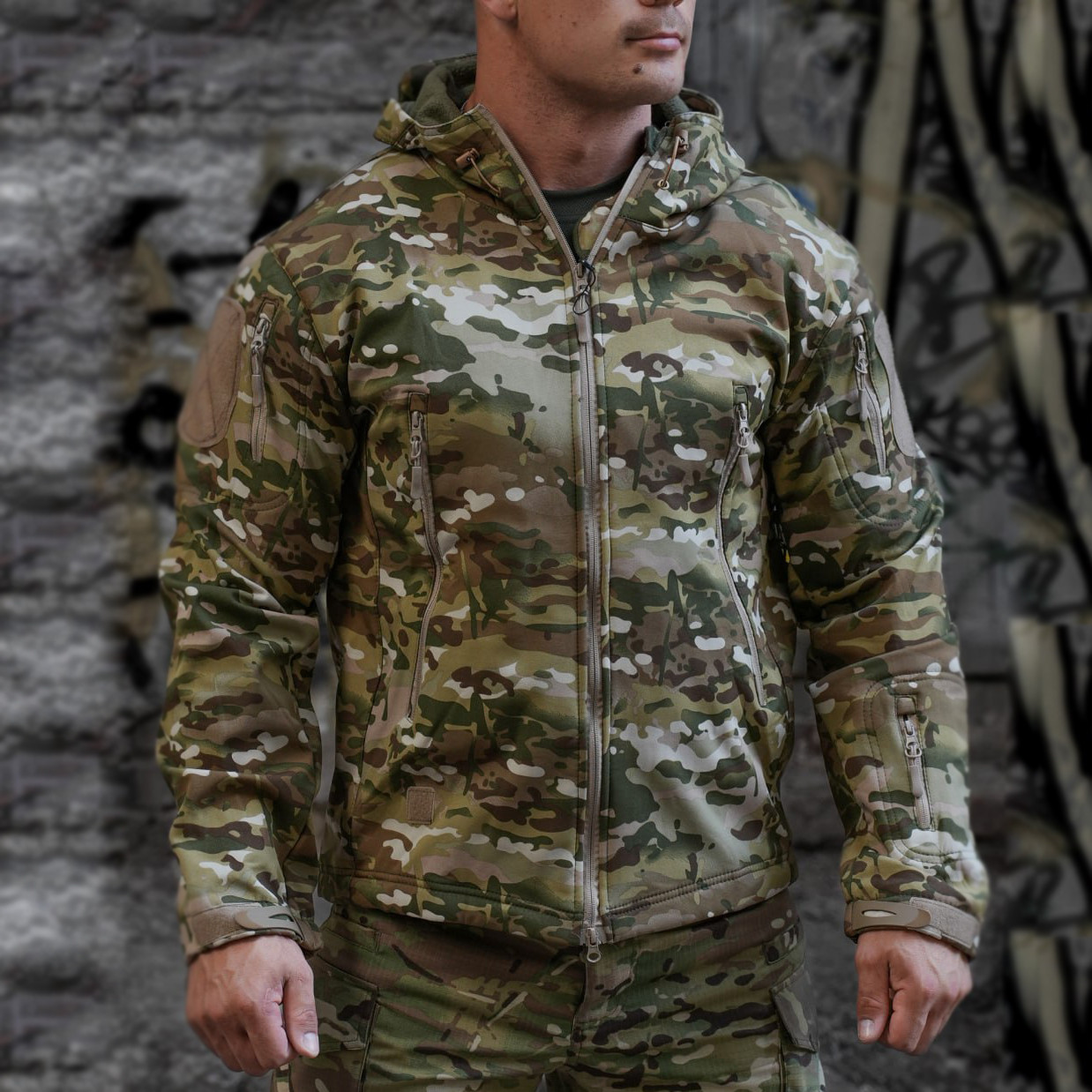 🔥 Куртка непромокальна soft shell "KLOS" (Multicam) (військова, тактична, нгу, зсу, мультикам), фото 1