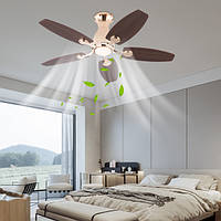 Стельовий вентилятор 42 дюйма з підсвічуванням, золото, триколірний з інвертором температури та дистанційним керуванням, широка