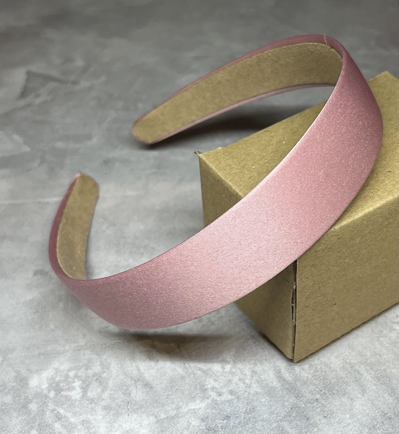 Обруч для волосся (заготовка), атлас стрічка, ширина 2,5 см, рожевий, Рожевий, фото 1