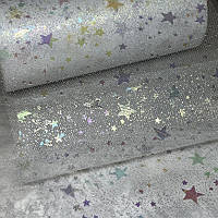 Фатин Зірочка- ширина 15 см, білий, метр, Білий