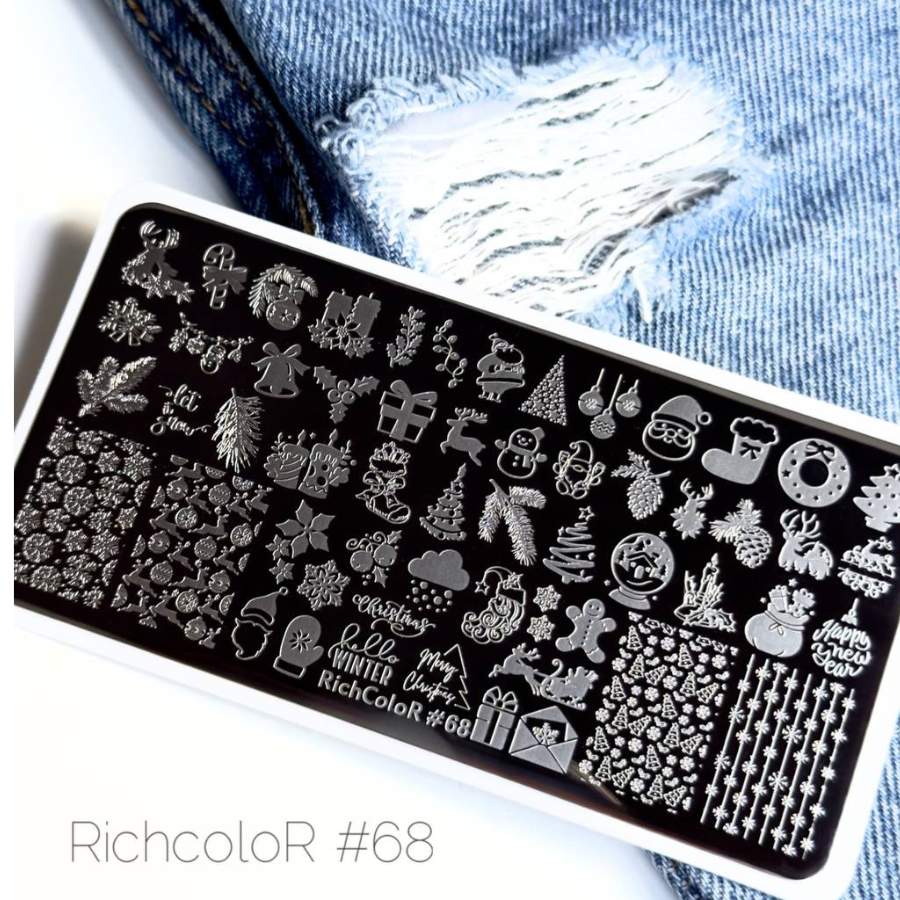 Пластина для стемпінгу RR-68 на пластиковій основі (Новий Рік)