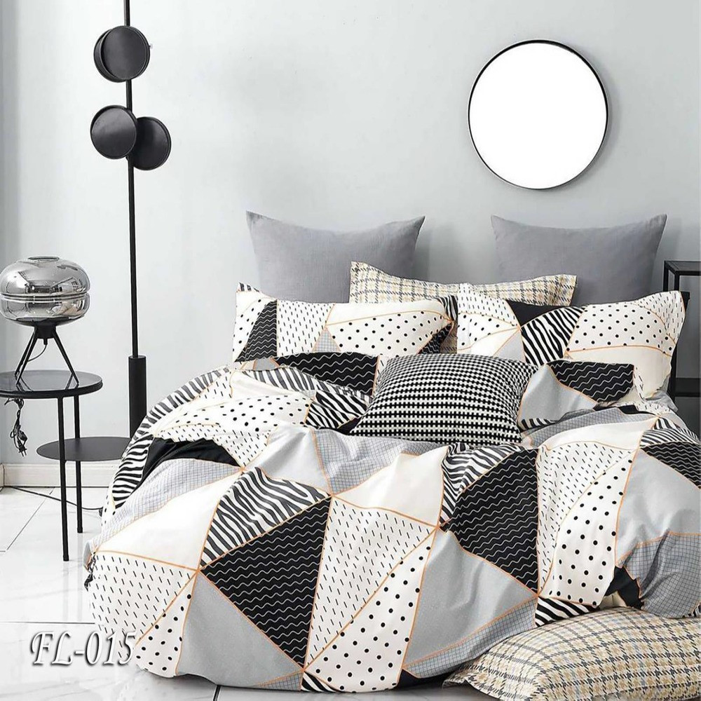 Тепла полуторна постільна білизна 150х220 Трикутні клаптики (015) Фланель бавовна 100%, фото 1