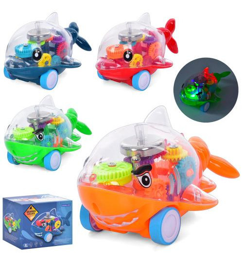 Іграшка акула, 15 см, шестерні рухаються, звук, світло, на батарейці таблетка, 4 кольори