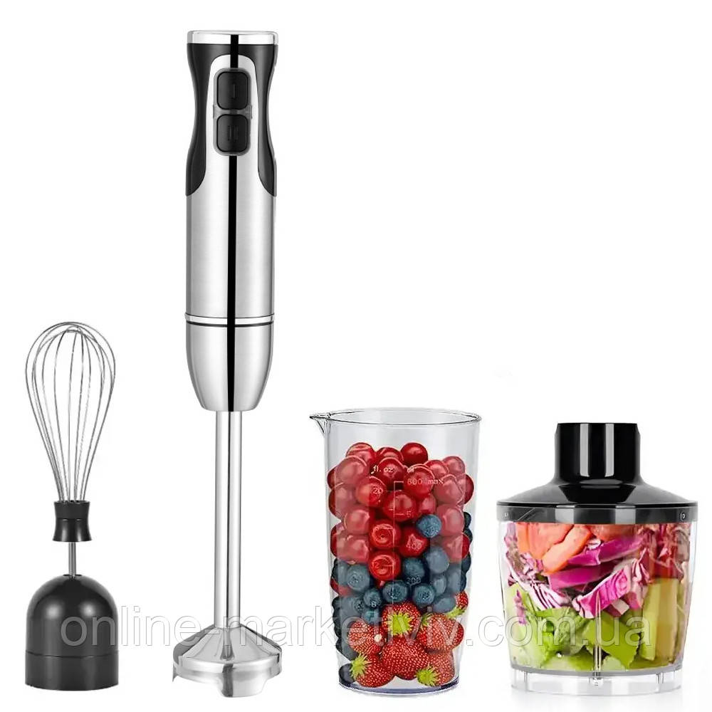 Погружний блендер з чашею на 600мл, 1600Вт, RAF R3006 / Блендер подрібнювач / Ручний блендер міксер, фото 1