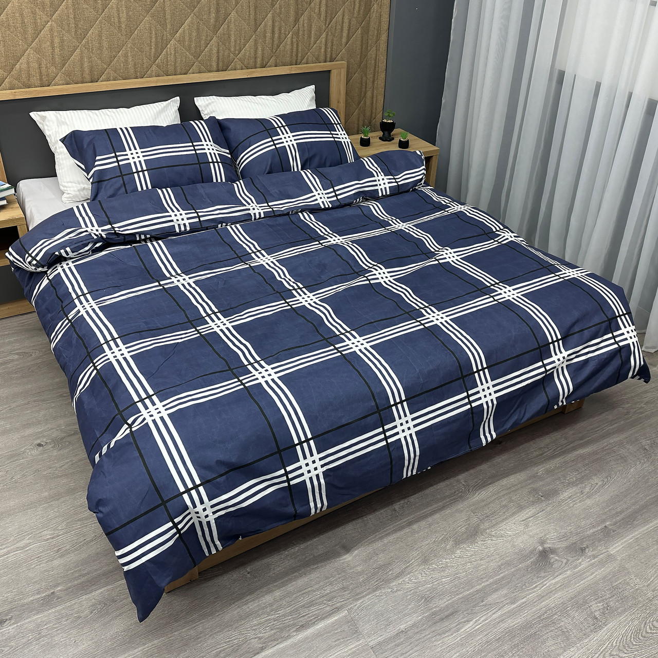 Комплект постільної білизни, Decorator SOFTY PLUS Kelso синій з білим