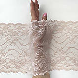 Стрейчеве (еластичне) мереживо бежевого кольору, ширина 22,5 см., фото 2