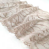Стрейчеве (еластичне) мереживо бежевого кольору, ширина 22,5 см., фото 4