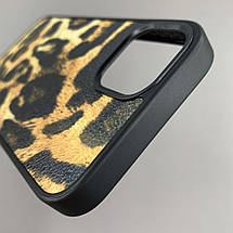 Чохол для Apple iPhone 13 чохол з принтом leopard skin на телефон айфон 13 чорний з коричневим a01o, фото 5