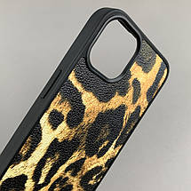 Чохол для Apple iPhone 13 чохол з принтом leopard skin на телефон айфон 13 чорний з коричневим a01o, фото 3