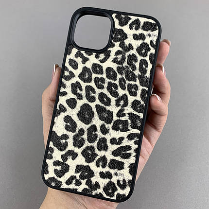 Чохол для Apple iPhone 13 чохол з леопардовим принтом на телефон айфон 13 чорний з білим a01o, фото 1