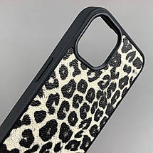 Чохол для Apple iPhone 13 чохол з леопардовим принтом на телефон айфон 13 чорний з білим a01o, фото 3