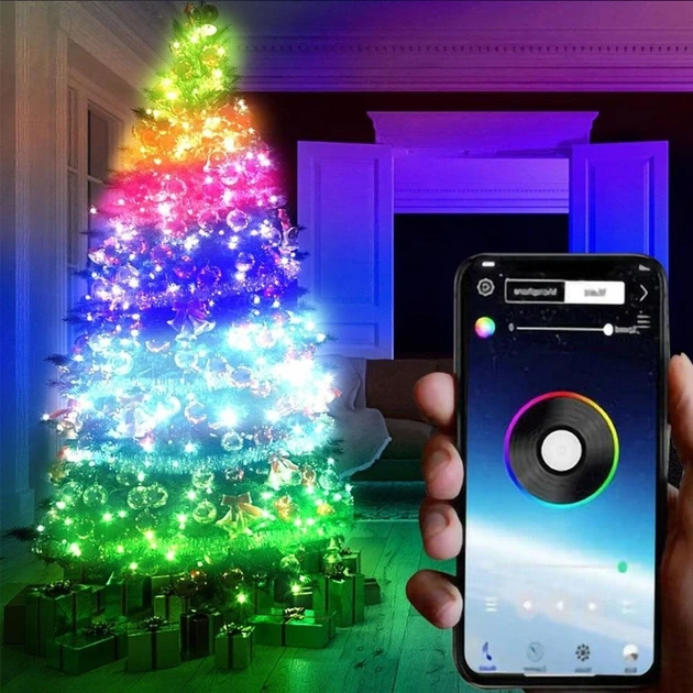 Гнучка світлодіодна неонова стрічка з реакцією на звук 10м RGB 3939BT керування телефоном та пультом
