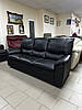 Чорний шкіряний диван-трійка, Італія, на натуральну шкіру, фото 2