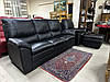 Чорний шкіряний диван-трійка, Італія, на натуральну шкіру, фото 5