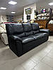 Чорний шкіряний диван-трійка, Італія, на натуральну шкіру, фото 4