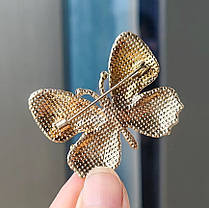 Брошка у формі метелика з біжутернкового сплаву, ручної роботи Butterfly gold-black, 4.5х3.5 см., фото 3