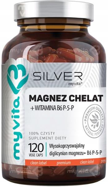 MyVita Magnesium CHELAT+B6 P-5-P Silver Myvita 120 капсул, фото 1