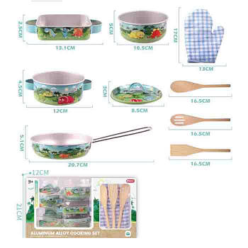 Посуд металевий (каструлі, сковорода, кухонний набір, прихватка, в коробці) KL227-2