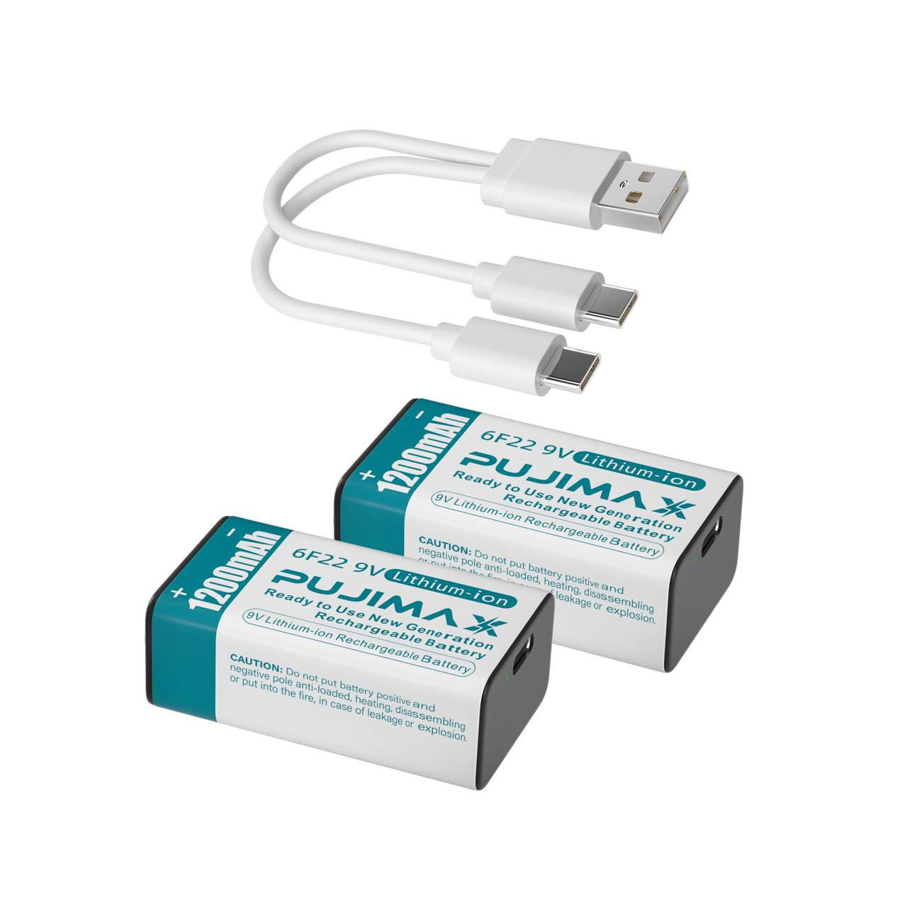 Акумулятор крона PUJIMAX 9V 1200mAh Li-Ion USB type-C комплект 2 шт