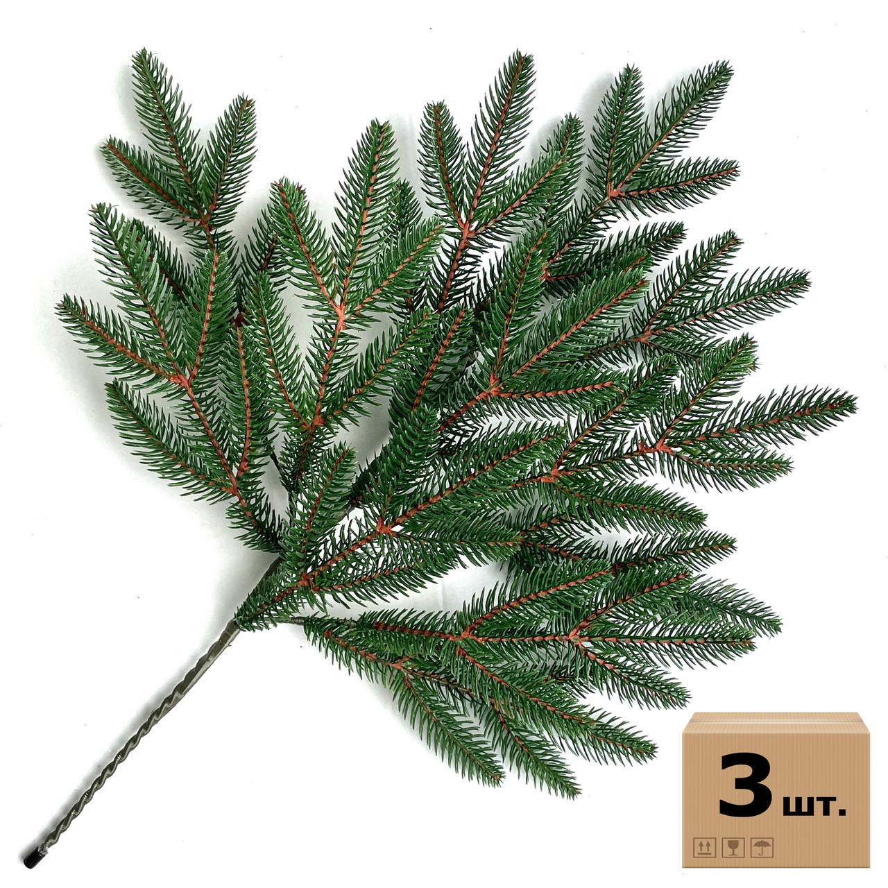Гілка ялинки штучна Classic 60 см зелена (упаковка 3 штуки), фото 1
