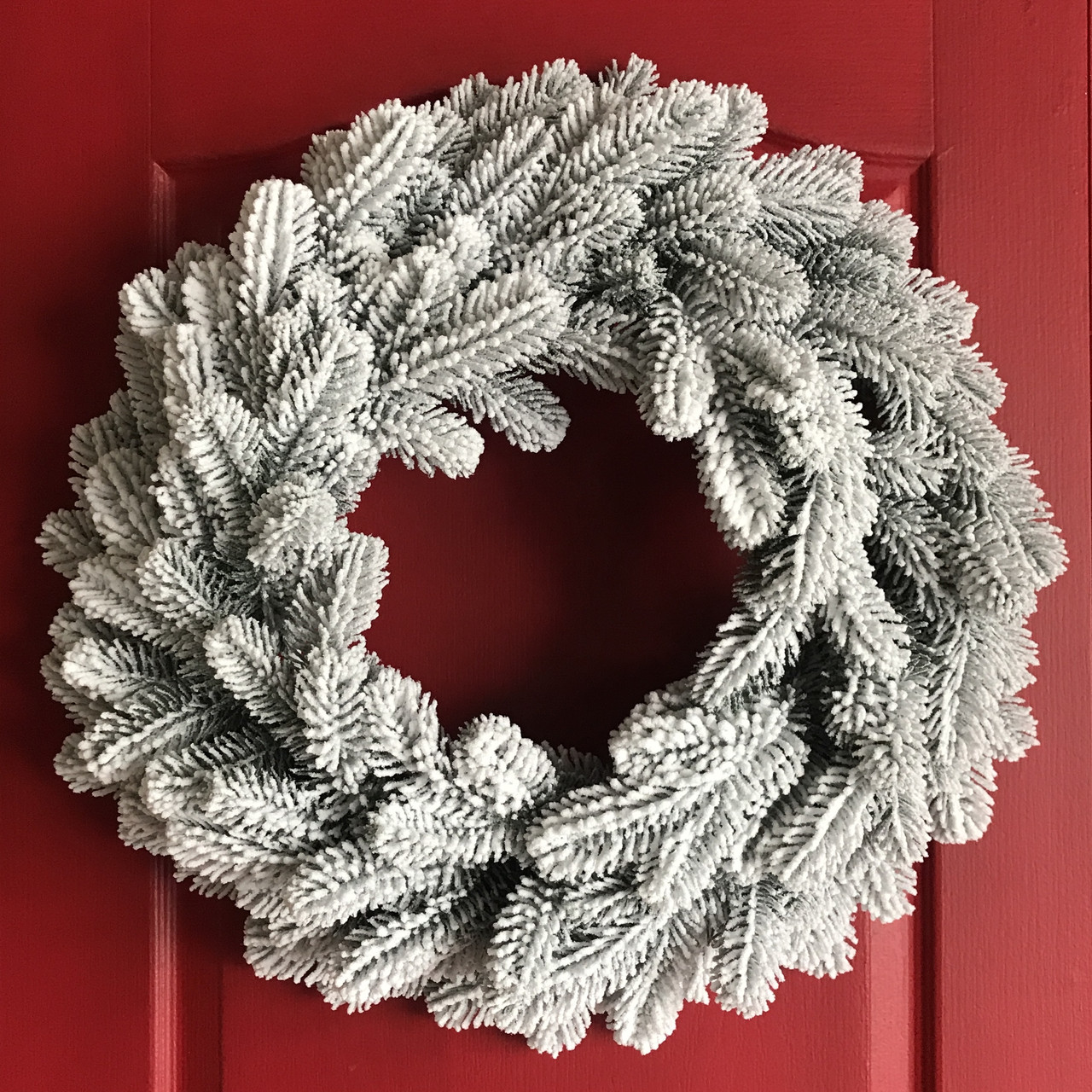 Вінок хвойний різдвяний Lux литий d-60 см засніжений, фото 1