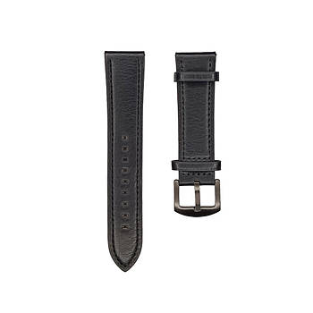 Ремінець шкіряний вінтажний для годинника 20 мм чорний, пряжка - чорна