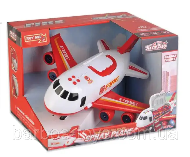 Іграшковий літак гараж інерційний звук світло парогенератор Ігровий набір Пожежна служба Six Six Zero