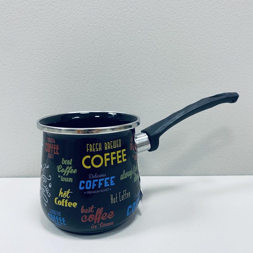 Емальована турка з пластиковою ручкою 0,6 л Coffee Interos 4060 чорна