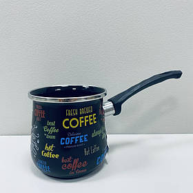 Емальована турка з пластиковою ручкою 0,6 л Coffee Interos 4060 чорна